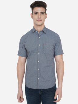 Greenfibre - Men Blue Cotton Regular Fit Printed Casual Shirt