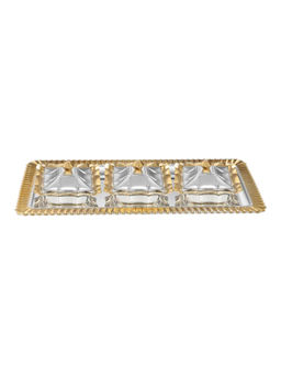 Momentz - Set Of 3 Wavy Design Bowl With Diamond Tray Dual Tone