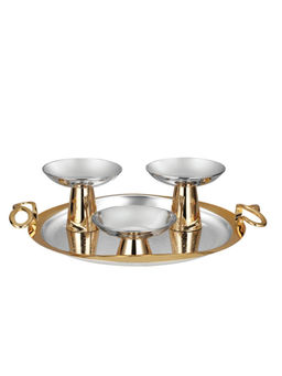 Momentz - Set Of 3 Servers With Wavy Designer Tray Dual Tone
