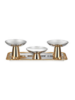 Momentz - Set Of 3 Servers With Round Tray Dual Tone