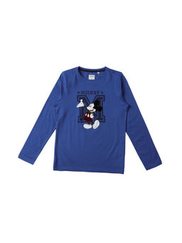 Allen Solly - Boys Blue Regular Fit Print Crew Neck T-shirt