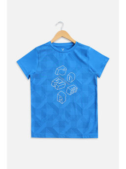 Allen Solly - Boys Blue Regular Fit Print Crew Neck T-shirt