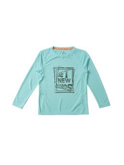 Allen Solly - Boys Green Regular Fit Print Crew Neck T-shirt