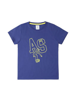 Allen Solly - Boys Blue Regular Fit Print Crew Neck T-shirt