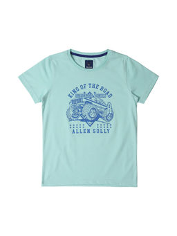 Allen Solly - Boys Blue Regular Fit Print Crew Neck T-shirt