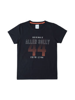 Allen Solly - Boys Navy Regular Fit Typography Crew Neck T-shirt
