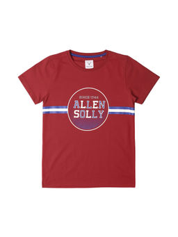 Allen Solly - Boys Red Regular Fit Typography Crew Neck T-shirt