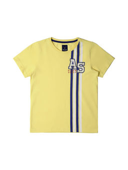 Allen Solly - Boys Yellow Regular Fit Print Crew Neck T-shirt