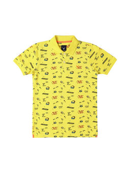 Allen Solly - Boys Yellow Regular Fit Print Polo Neck T-shirt