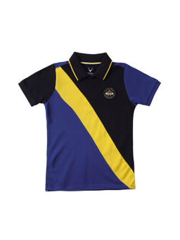 Allen Solly - Boys Blue Regular Fit Colorblock Polo Neck T-shirt
