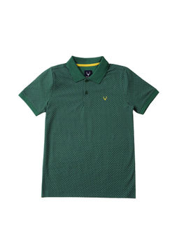 Allen Solly - Boys Green Regular Fit Print Polo Neck T-shirt