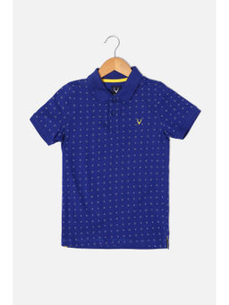 Allen Solly - Boys Blue Regular Fit Print Polo Neck T-shirt