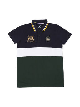 Allen Solly - Boys Green regular Colorblock Polo Neck T-shirt