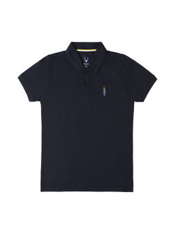 Allen Solly - Boys Navy Regular Fit Solid Polo Neck T-shirt