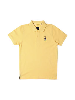 Allen Solly - Boys Yellow Regular Fit Solid Polo Neck T-shirt