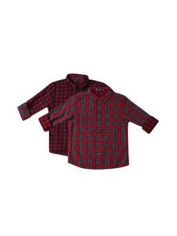 Allen Solly - Boys Maroon Regular Fit Check Casual Shirt (Pack of 2)