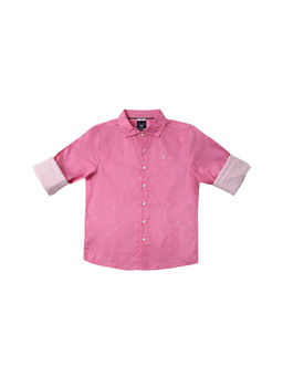Allen Solly - Boys Pink Slim Fit Print Casual Shirt