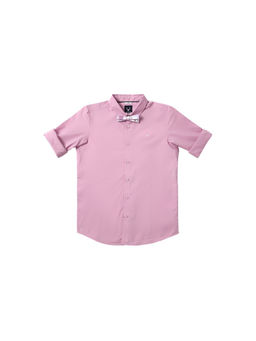 Allen Solly - Boys Pink Slim Fit Solid Party Shirt