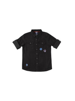 Allen Solly - Boys Black Slim Fit Solid Casual Shirt