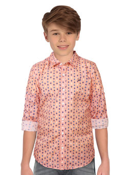 Allen Solly - Boys Peach Regular Fit Print Casual Shirt