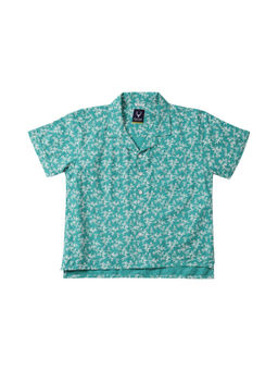 Allen Solly - Boys Green Regular Fit Print Casual Shirt