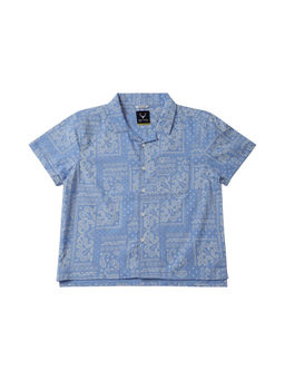 Allen Solly - Boys Blue Regular Fit Print Casual Shirt