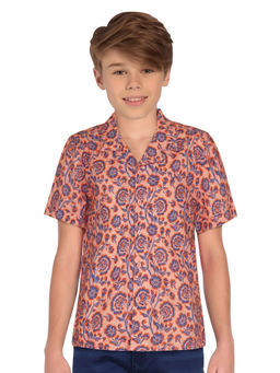Allen Solly - Boys Peach Regular Fit Print Casual Shirt