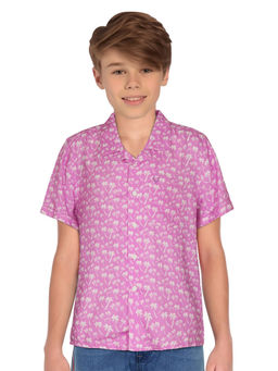 Allen Solly - Boys Pink Regular Fit Print Casual Shirt