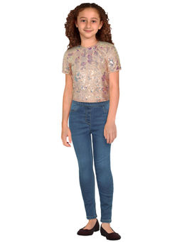 Allen Solly - Girls Beige Embellished Casual Top