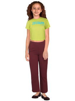 Allen Solly - Girls Maroon Solid Regular Fit Trousers