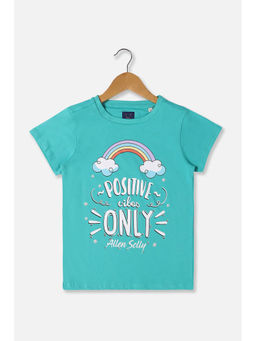 Allen Solly - Girls Green Print Casual T-Shirt