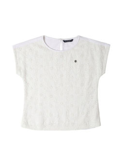 Allen Solly - Girls White Embroidered Casual Top