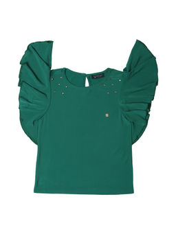 Allen Solly - Girls Green Solid Casual Top