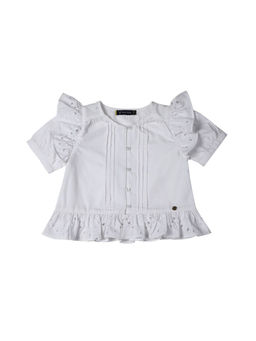 Allen Solly - Girls White Embroidered Casual Top
