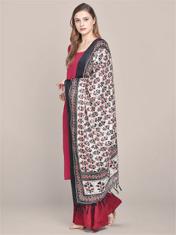 Dupatta Bazaar - Women's Black and Red Printed Silk Dupatta