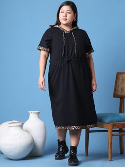 theRebelinme - Plus Size Womens Black Cotton Knitted Midi Dress