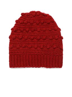 Magic Needles - Women Maroon Popcorn Crochet Beanie