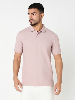R&B - Men Pink Young Essential Textured Polo T-Shirt