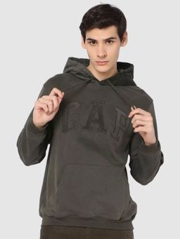 GAP - Men Olive Hooded Solid Hoodie