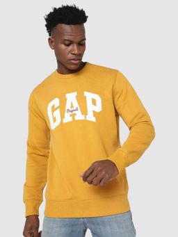 GAP - Men Mustard Crew Neck Sweatshirt
