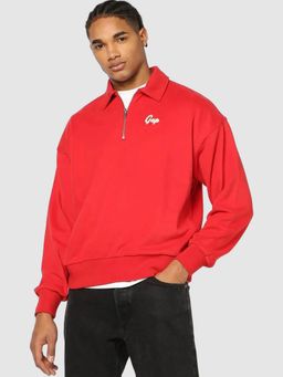 GAP - Men Red Half-Zip Solid Sweatshirt