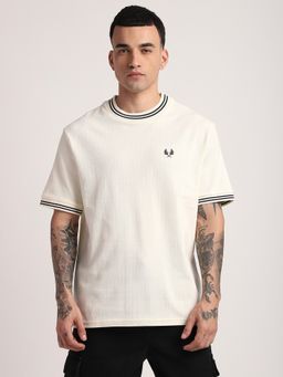 R&B - Men Off White Young Textured Relax Fit T-Shirt