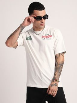 R&B - Men Off White Young Front And Back Graphic Print Relax T-Shirt