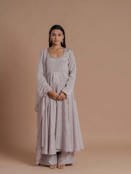 Meeshara - Lavender Embellished Anarkali Kurta With Palazzo and Dupatta