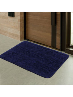 Kuber Industries - Microfiber Anti-Slip Water Absorbant Fluffy Floor Mat, Pack of 2, Black & Blue