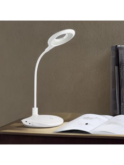 Kuber Industries - Ring Base Table Lamp, Rechargeable with USB, Battery Capacity 1200mAh, White