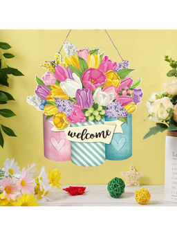 Kuber Industries - Door Decor Panel, Wall Hanging Wooden Frame Board, Multi-Color