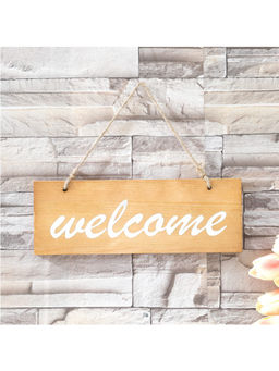 Kuber Industries - Door Decor Panel, Wall Hanging Wooden Frame Board, Light Brown