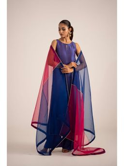 Khushboo & Pankaj - Royal Blue Pure Silk Kurta with Palazzo and Dupatta