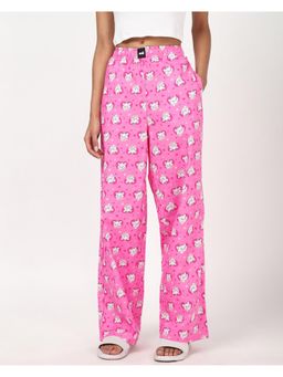 Bewakoof - Women's Pink All Over Printed Wide Leg Pyjamas